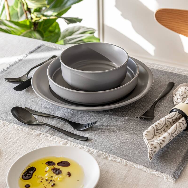 over&back Rimmed Semi-Matte Stoneware Dinner Bowls - 32oz