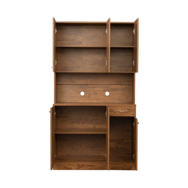 Classic 6 Door Design with Wooden Wardrobe with Drawers and Open Storage Space. for Bedroom Storage Cabinet Wardrobe