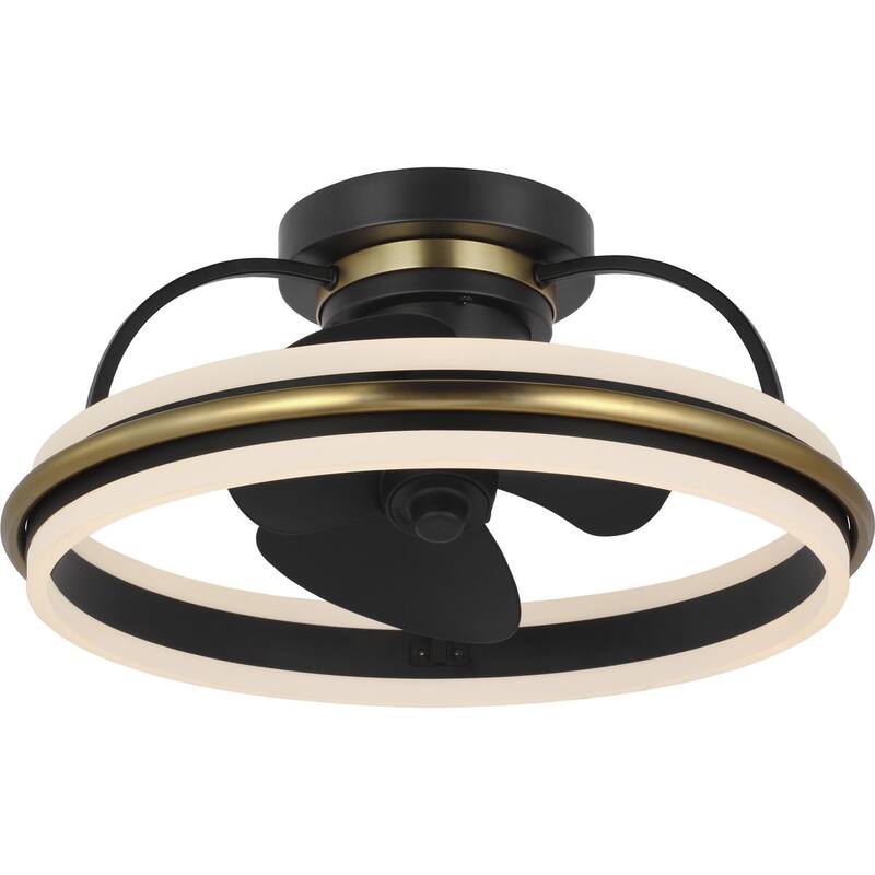 Burnett Collection Oscillating Three-Blade Matte Black Modern Traditional Ceiling Fan with Brushed Bronze Accent