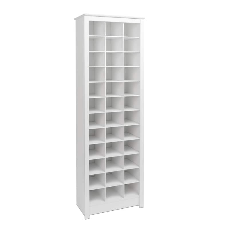 Prepac Elegant White Shoe Storage Cabinet, Space-Saving Solution with Cubbies for 36 Pairs, 13"D x 23.5" W x 72.5" H