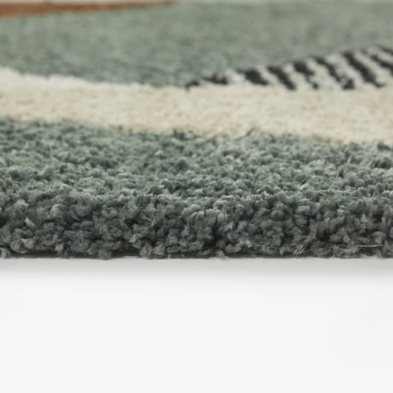 Merril Mid-century Modern Color Block Shag Area Rug