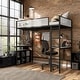 preview thumbnail 17 of 31, Furniture of America Jackson Modern Black Metal Loft Bed with Dual Desks and Closet Rod Twin