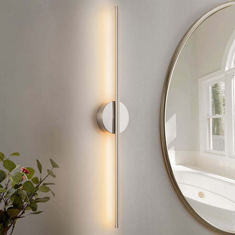 1-Light Modern Linear Aluminum Dimmable Integrated LED 3000K Warm Light Bathroom Vanity Lights for Mirror