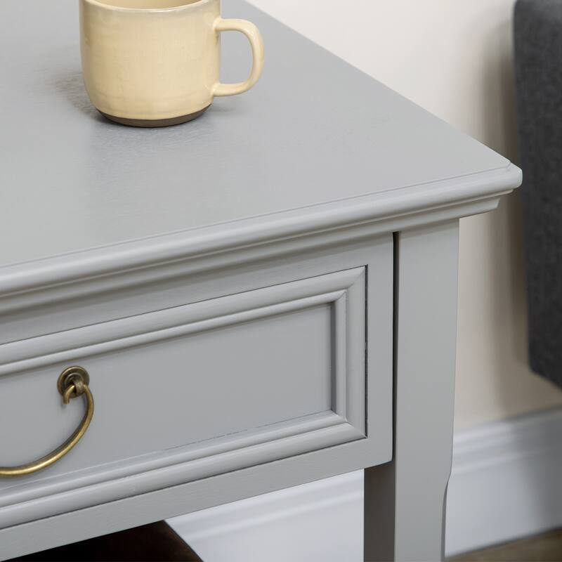 Retro Side Table, End Table with Storage Drawer and Open Shelf for Living Room, Bedroom