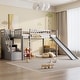 preview thumbnail 1 of 28, All-in-one Loft Bed Built-in Ladder Wood Frame Loft Bed with Slide, 2 Drawers, Storage Stairs & Underbed Activity Space for Kids Gray - Twin