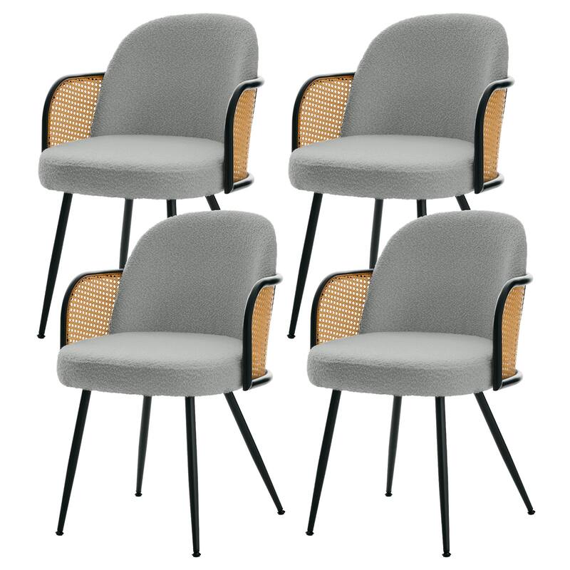 Upholstered Rattan Dining Chairs Set of 2, Arm Side Chair - 21.8" W x 24.2" D x 33" H
