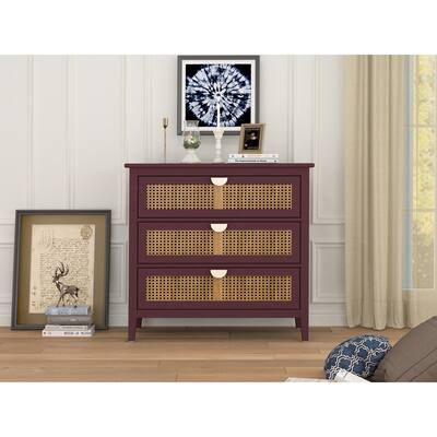 3 Drawer Natural rattan Cabinet