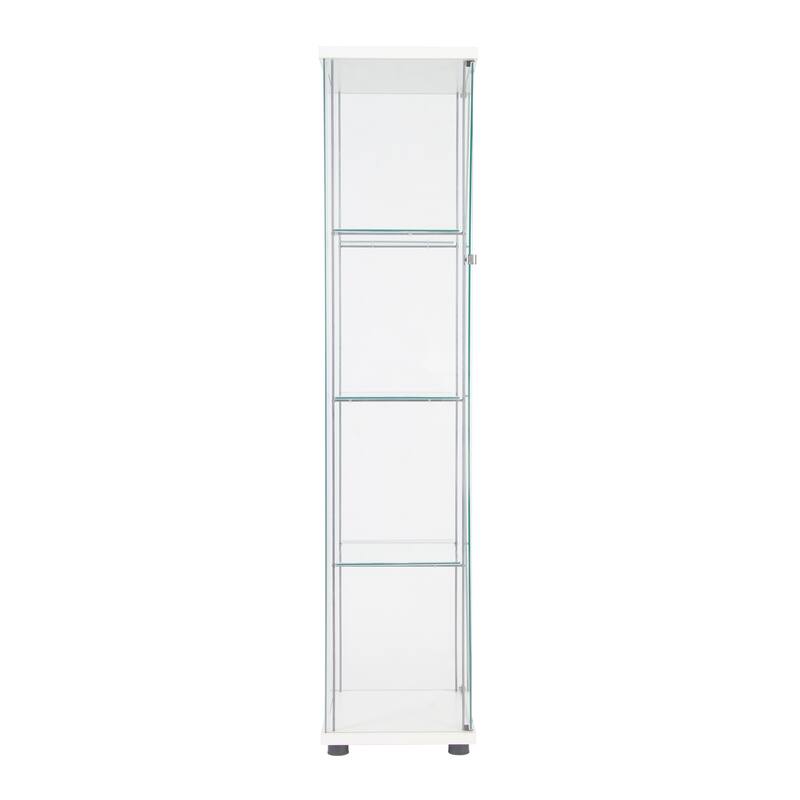 One Door Glass Cabinet Glass Display Cabinet with 4 Shelves