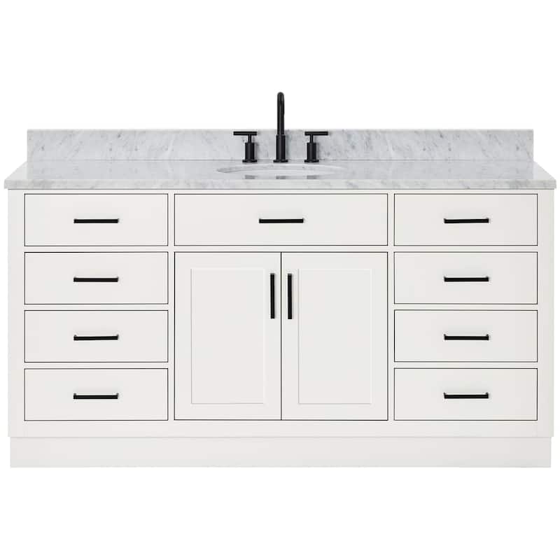 Ariel T067SCW2OVO Hepburn 67" Free Standing Single Oval Basin Vanity - White - Colored