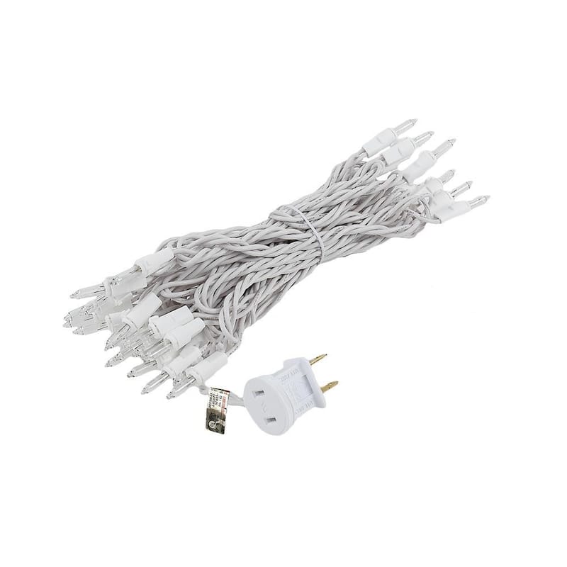 35 Light Clear Christmas Craft Mini Light Set, White Wire, 17' Long
