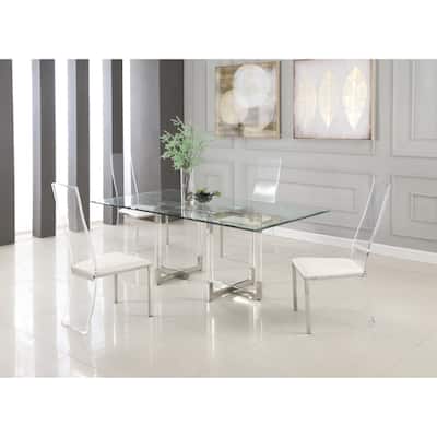 Somette 5-Piece Dining Set with Glass Table & 4 Chairs