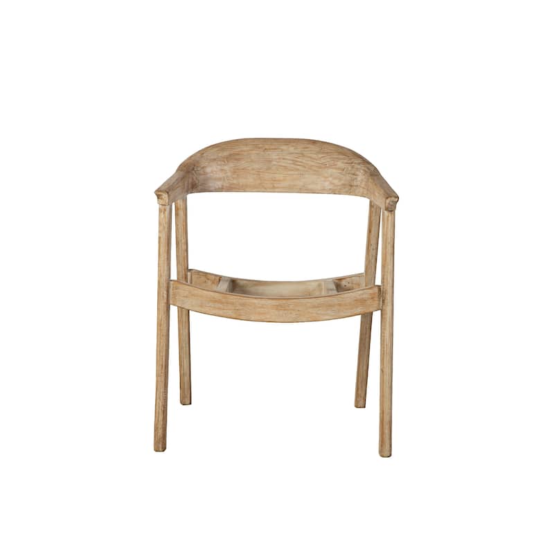 Beny Dining Armchair w Curved Back, Aged White Pine Wood