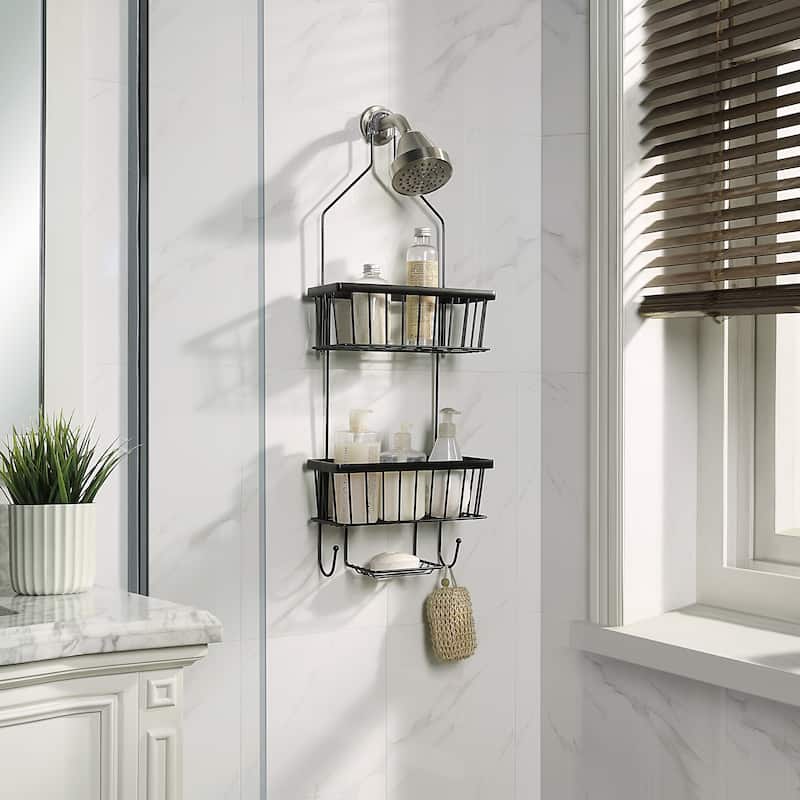 Hanging Over The Shower Head Caddy - Black