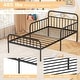 preview thumbnail 26 of 25, Twin Size Bed Frame with Headboard and Safety Side Guardrails-Black