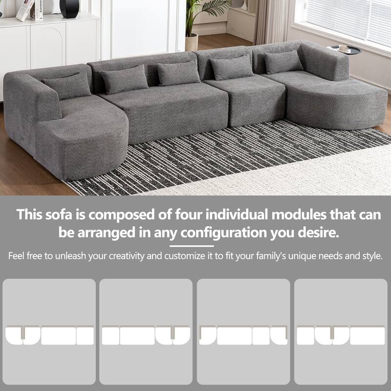 143.7inch Upholstered Sofa Free-combined Sofa Couch