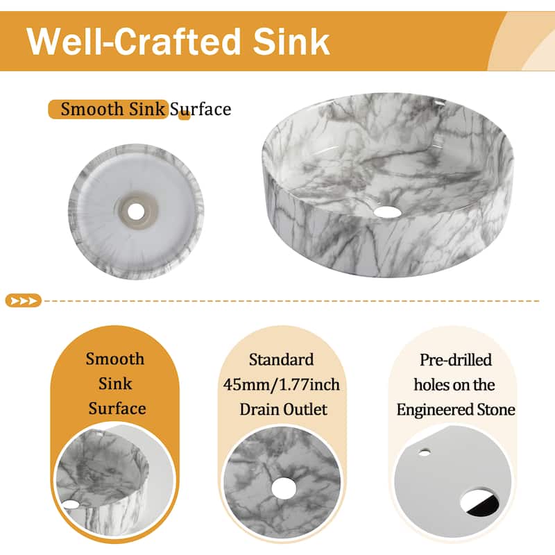 Malwee 30"/36" Floating Bathroom Vanity, Wall Mounted Bathroom Vanity with Ceramic Sink and Soft Close Door