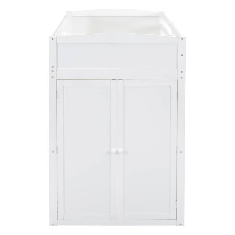 Twin Loft Bed with Desk, Closet, 4-Tier Shelves, and Drawers - Ideal for Bedrooms and Dorms