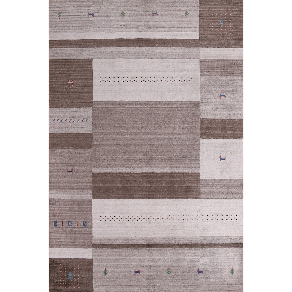 Hand Knotted Oriental 100% Wool Carpet Tribal Geometric Multi-Colored Gabbeh Area Rug - 7' 7'' X 5' 5''