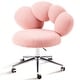 preview thumbnail 4 of 22, Armless Desk Chair Makeup Vanity Chair with Wheels and Adjustable Height Office Chair Criss Cross Cross-Legged Chair
