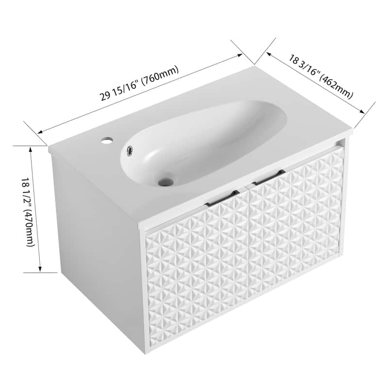 Bathroom Vanity With Sink In 24/30/36 Inch, Floating Bathroom Vanity With Soft Close Door