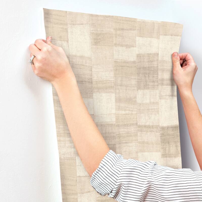A-Street Prints Ivo Beige Block Stripe Wallpaper