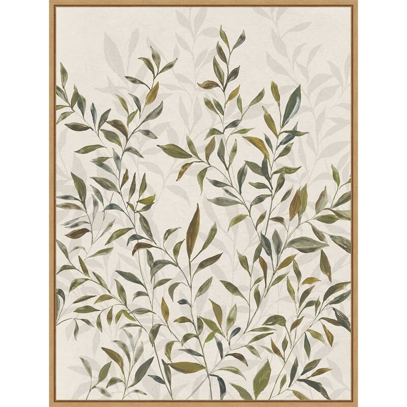 Gentle Leaves in Muted Greens by Hannah Dawson Framed Canvas Wall Art Print