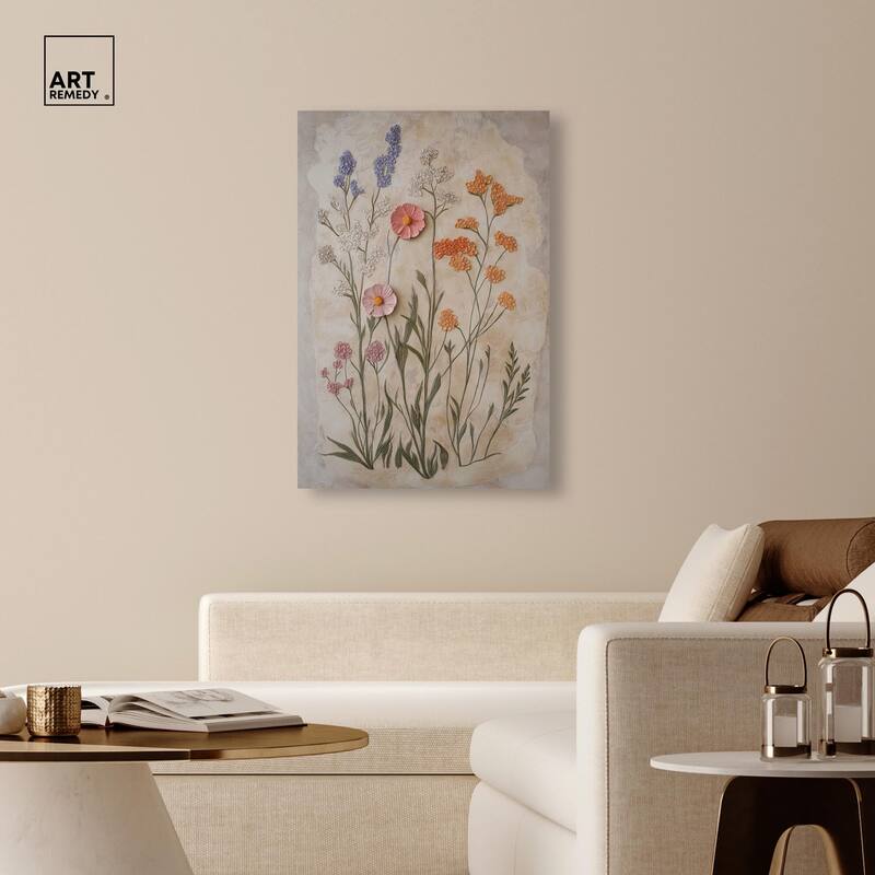Sculpted Flora Frieze I Canvas by Art Remedy, Gallery Wrapped