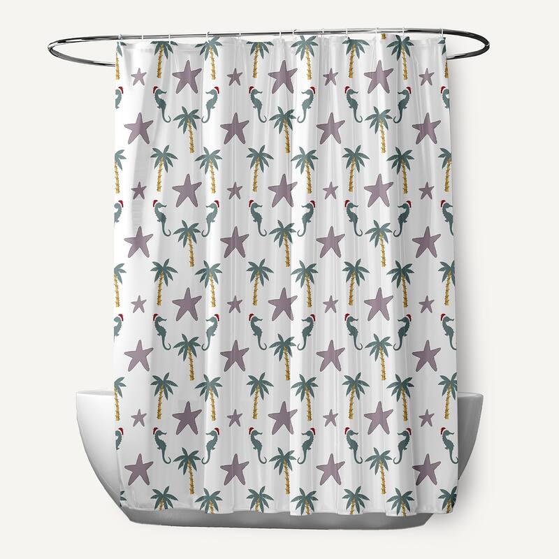 Christmas Beach Pattern Shower Curtain - Light Purple
