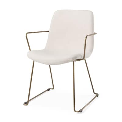 Sawyer Cream Fabric Wrap Seat With Gold Metal Frame Dining Chair - 22.4"W x 24.8"D x 34.6"H