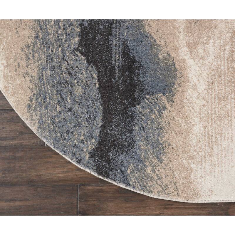 Juyoq Power Loomed Geometric Abstract Modern Non Skid Stain Resistant Area Rug By HomeRoots - 63' X '63' X '0.5