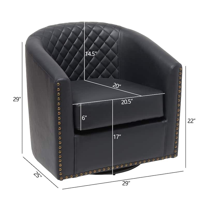 KINWELL 3-Piece PU Living Room Sets 1 Loveseat 2 Swivel Chairs