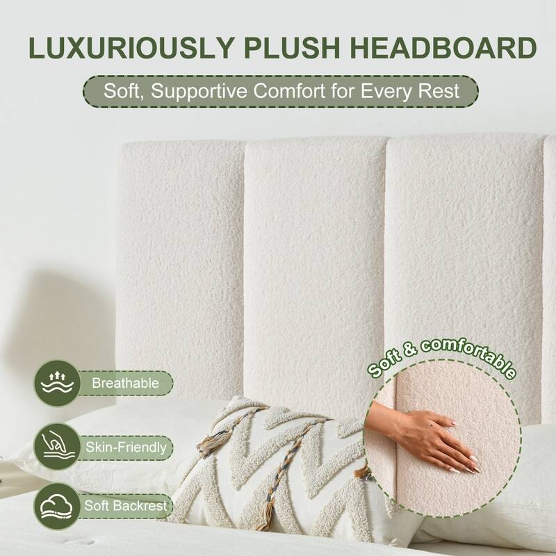 Modern Upholstered Lift-Up Storage Platform Bed with Headboard