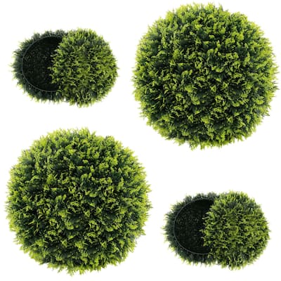2 PCS 18"/22" Artificial Cedar Topiary Ball Decorative Balls Plants