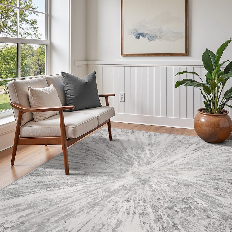 Mcow Abstract Modern Microfiber Low-Pile Washable Area Rug