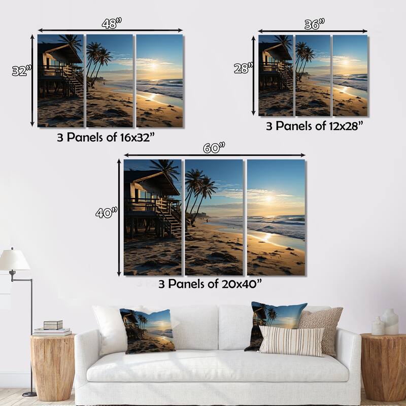 Designart "Beach Photo Tropical Vibes III" Nautical & Beach Canvas Wall Art Set