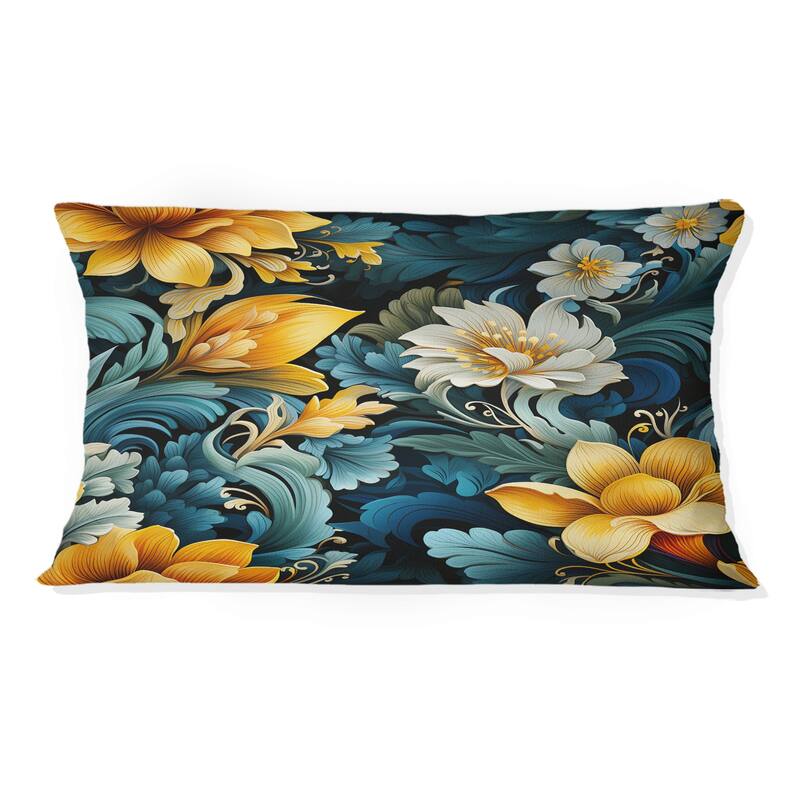 Designart "Multicolor Tropical Fusion Floral Pattern" Floral Printed Throw Pillow