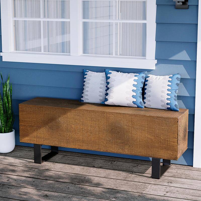 COSIEST Rectangular Weatherproof Outdoor Bench - 2PC-Walnut