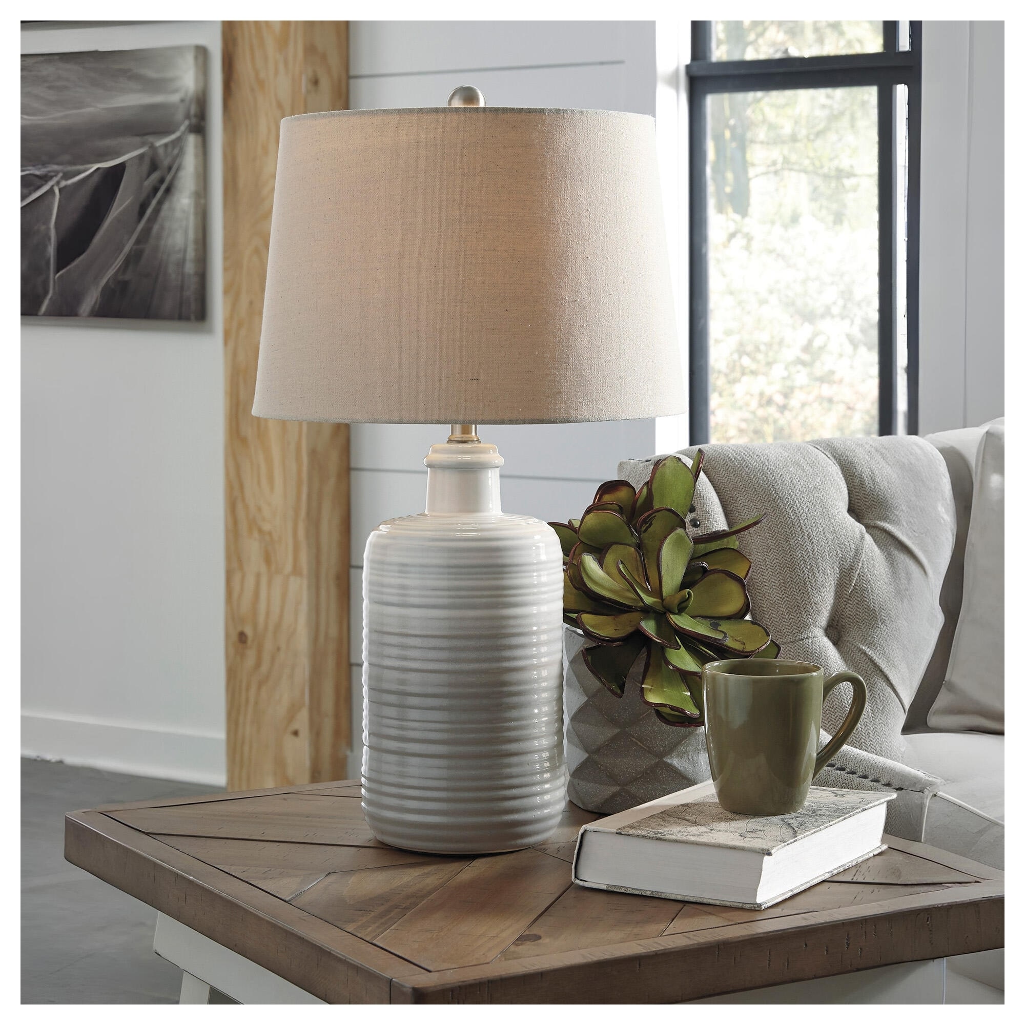 Signature Design by Ashley Marnina Brown Ceramic Table Lamp (Set of 2)