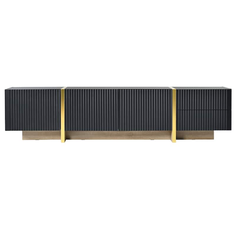 Roomfitters Luxury Fluted TV Stand for TVs up to 80", Modern Entertainment Center with Storage