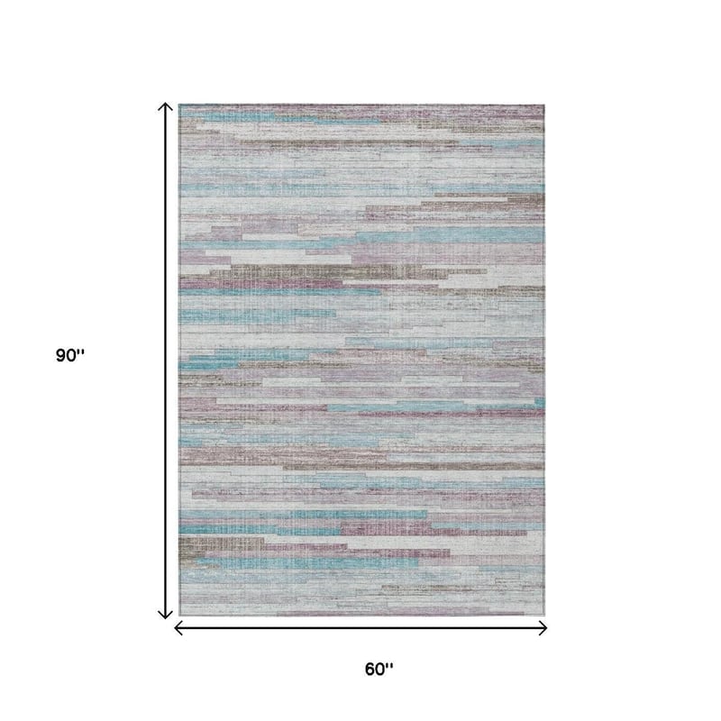 HomeRoots Striped Transitional Rectangle Outdoor Rug