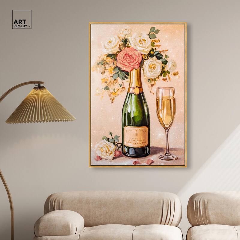 Blooming Champagne Vase Canvas by Art Remedy