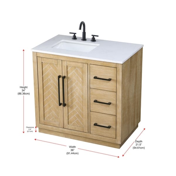 dimension image slide 0 of 2, Elegant Lighting VF29036 Chase 36" Free Standing Single Basin Vanity