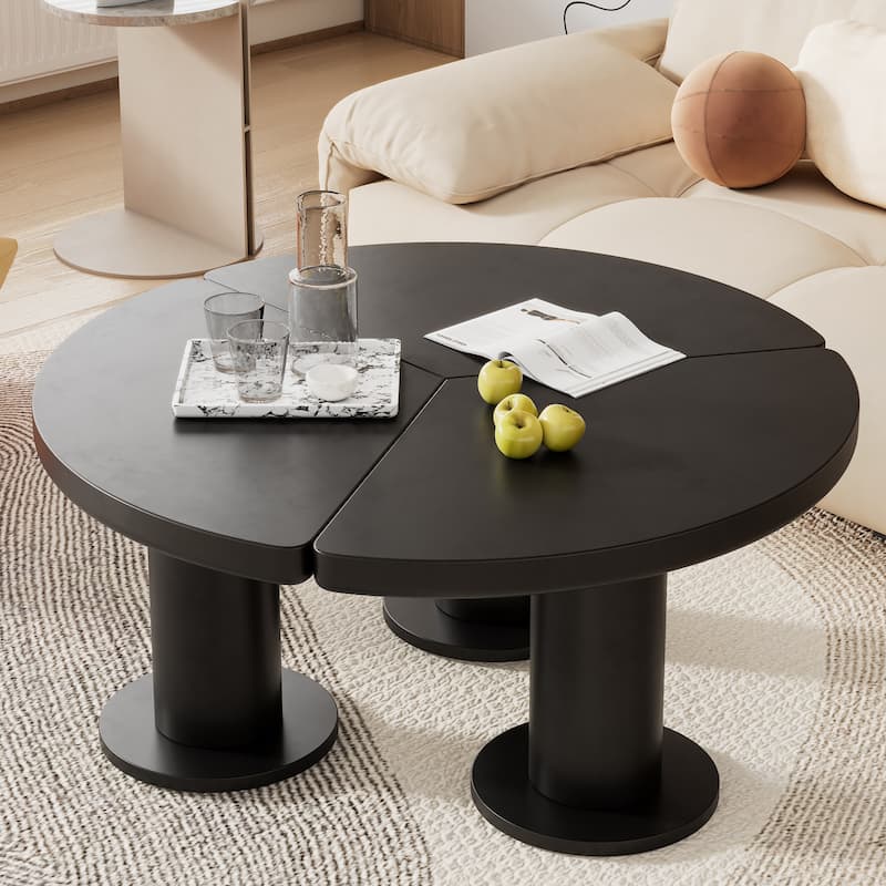 Roomfitters Modern Petal-Shaped Coffee Table, Minimalist Round End Table with 3 Sturdy Legs and Smooth Edges for Living Room