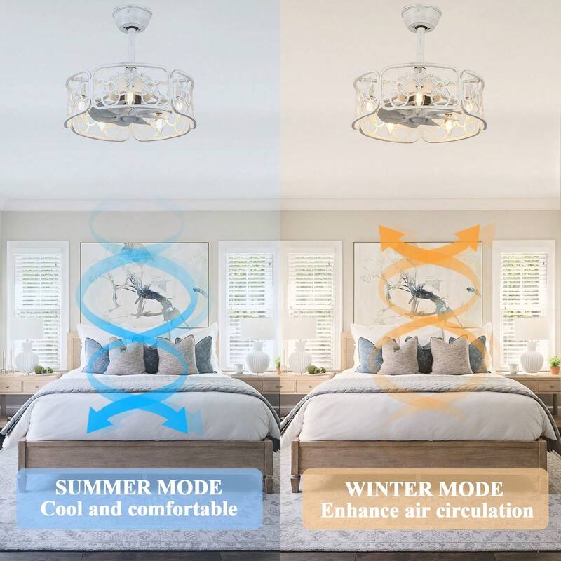 Cusp Barn 18in. Farmhouse Caged Ceiling Fan with Remote, Bladeless Industrial Fan, Rustic Metal Light Fixtures for Bedroom