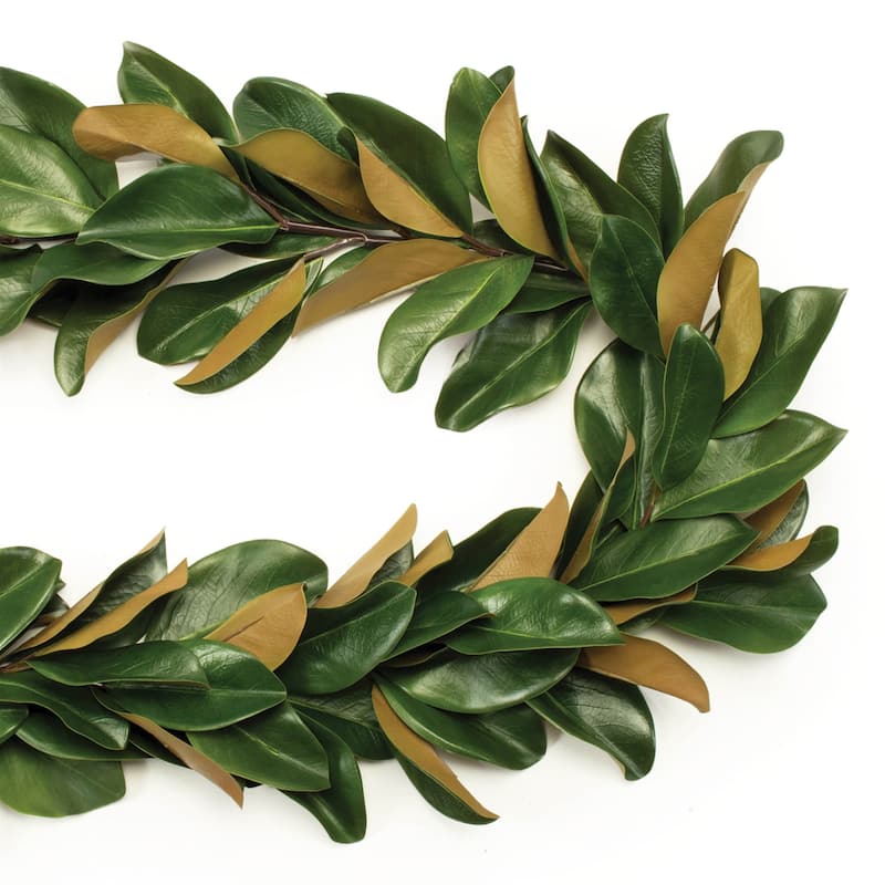 5ft Magnolia Leaf Garland Rustic Green Brown Holiday Decoration for Mantel Fireplace Tabletop - 60” x 10” x 6” (L x W x H)