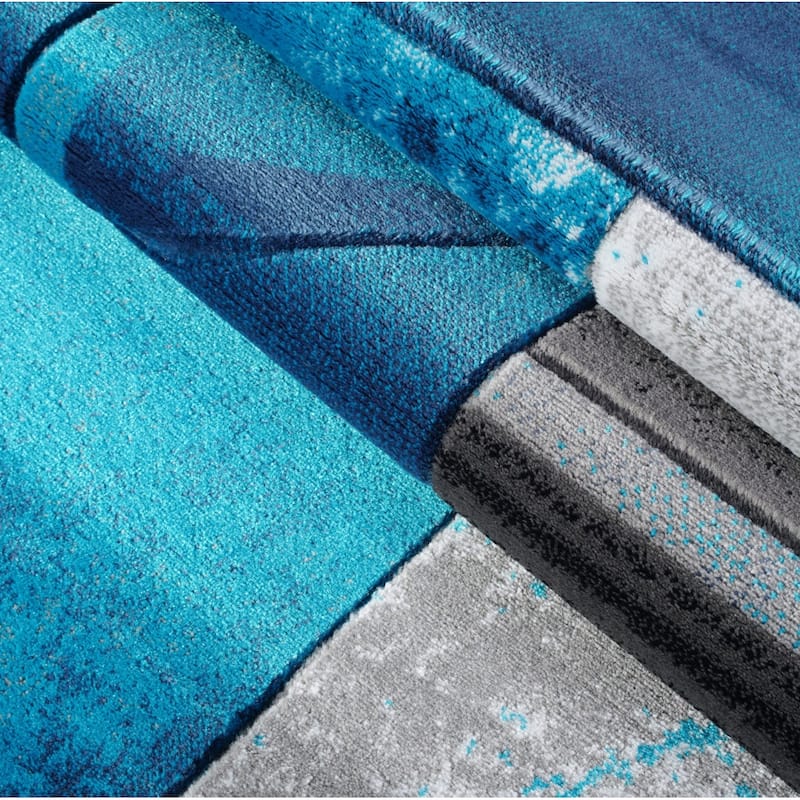 Modern Geometric Abstract Multicolor Area Rug