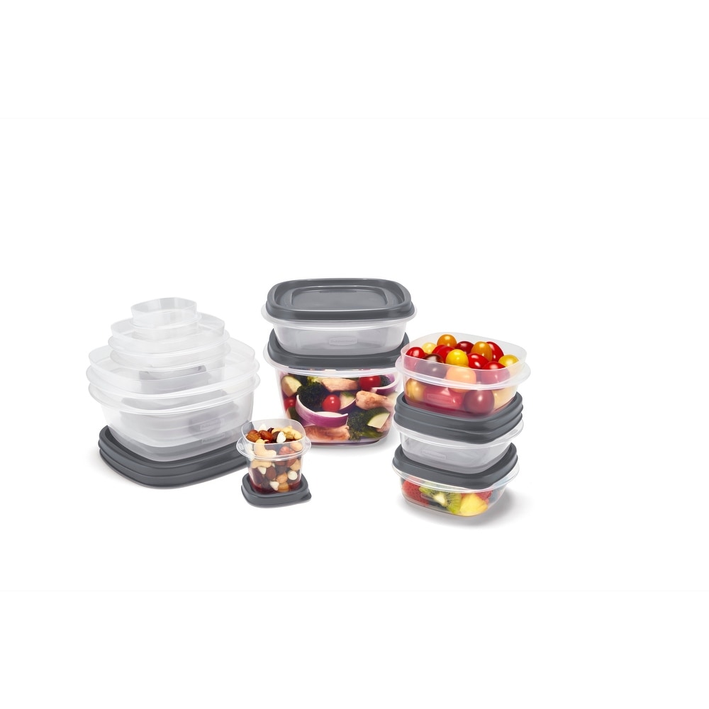 Home Basics 7 Piece Plastic Food Storage Container Set with Multi-Colored Lids