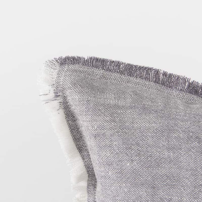 Thais 13L x 21W Light Gray Fabric Fringed Decorative Pillow Cover