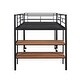 preview thumbnail 7 of 15, Twin Size Metal Loft Bed with Desk and Shelves, Black