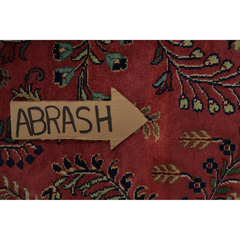 Hand Knotted Oriental 100% Wool Carpet Traditional Floral Red Sarouk Area Rug - 11' 9'' X 7' 9''